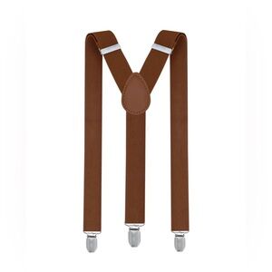 Adjustable Elastic Mens Suspenders Brown